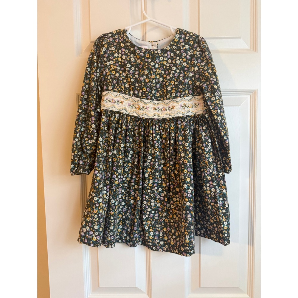 Bonnie Jean Girls Floral Smocked Long Sleeve Dress Size 5